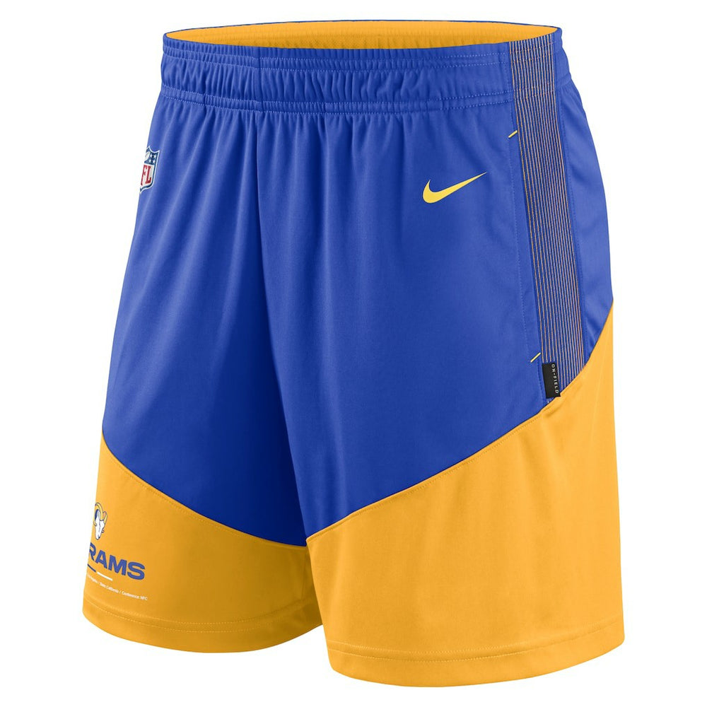 Los Angeles Rams Sideline Primary Lockup Performance Shorts - Royal/Gold Shorts