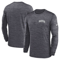 Las Vegas Raiders Sideline Velocity Athletic Stack Performance Long Sleeve T-Shirt - Charcoal T-shirts