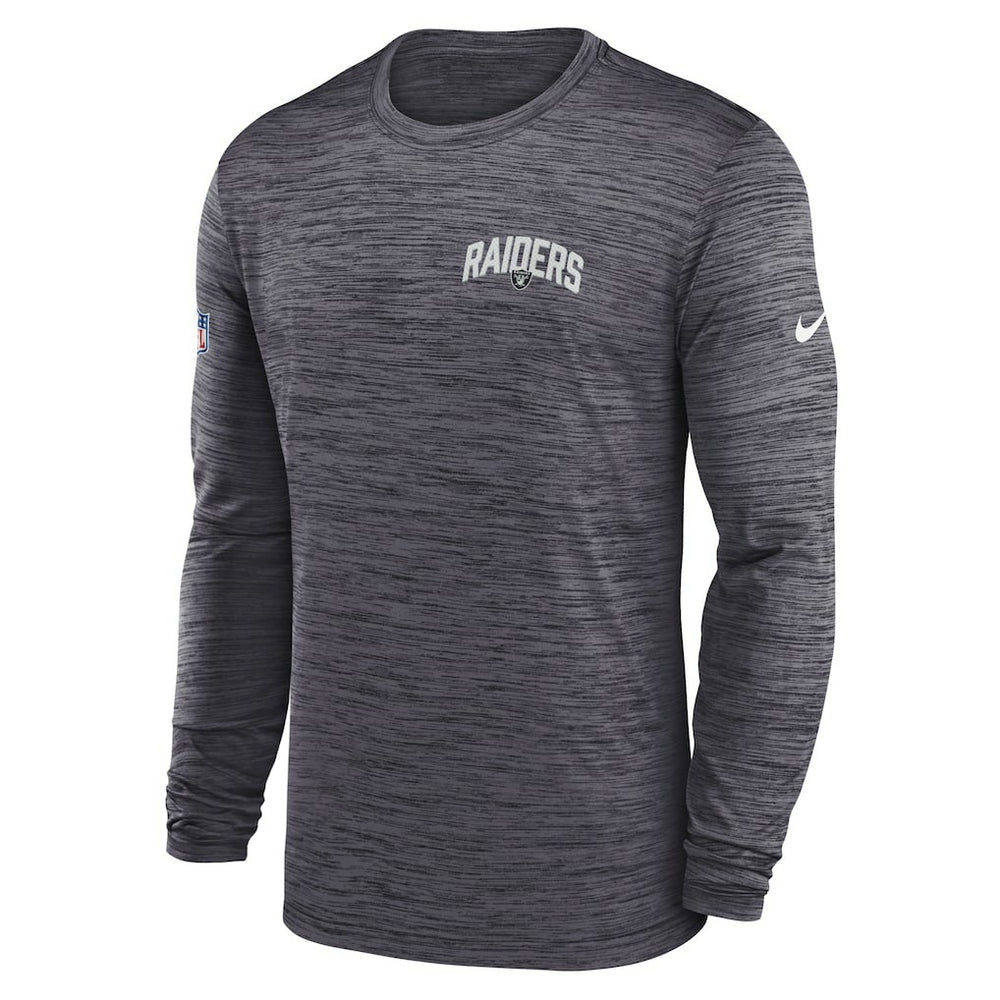 Las Vegas Raiders Sideline Velocity Athletic Stack Performance Long Sleeve T-Shirt - Charcoal T-shirts