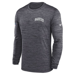 Las Vegas Raiders Sideline Velocity Athletic Stack Performance Long Sleeve T-Shirt - Charcoal T-shirts