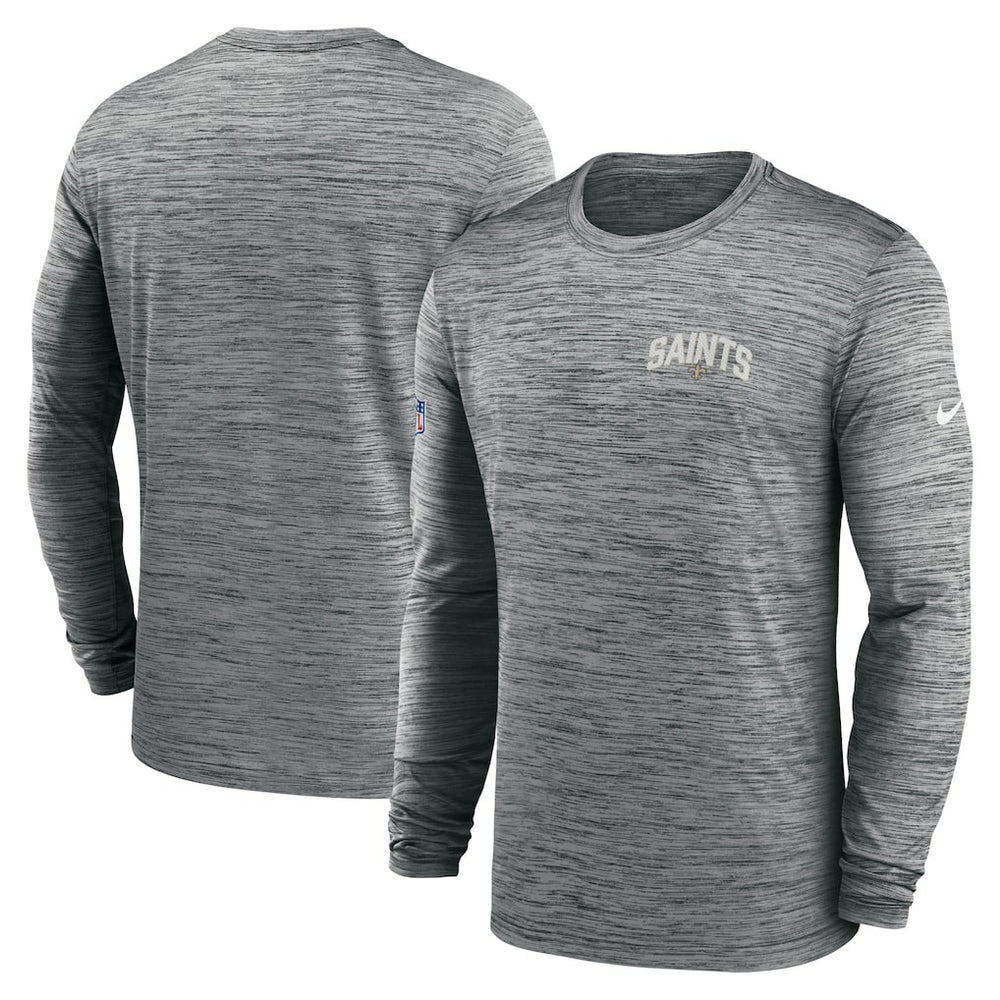 New Orleans Saints Sideline Velocity Athletic Stack Performance Long Sleeve T-Shirt - Gray T-shirts