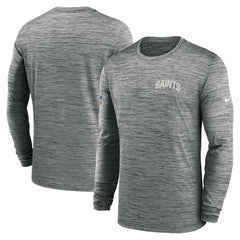 New Orleans Saints Sideline Velocity Athletic Stack Performance Long Sleeve T-Shirt - Gray T-shirts