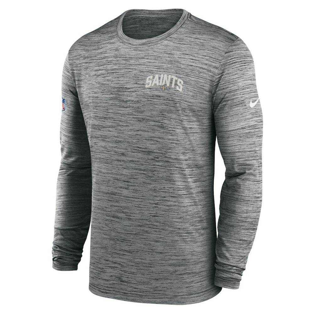 New Orleans Saints Sideline Velocity Athletic Stack Performance Long Sleeve T-Shirt - Gray T-shirts
