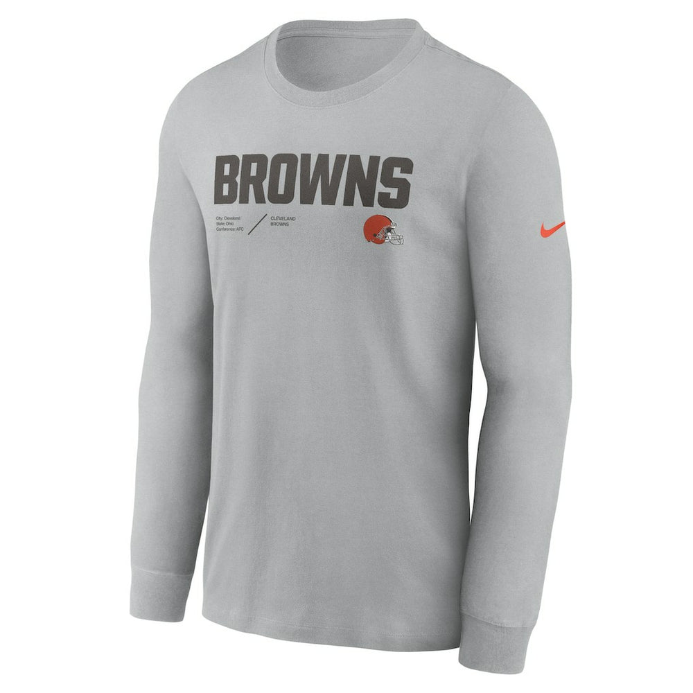Cleveland Browns Sideline Infograph Lock Up Performance Long Sleeve T-Shirt - Silver T-shirts
