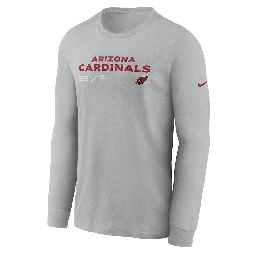 Arizona Cardinals Sideline Infograph Lock Up Performance Long Sleeve T-Shirt - Gray T-shirts