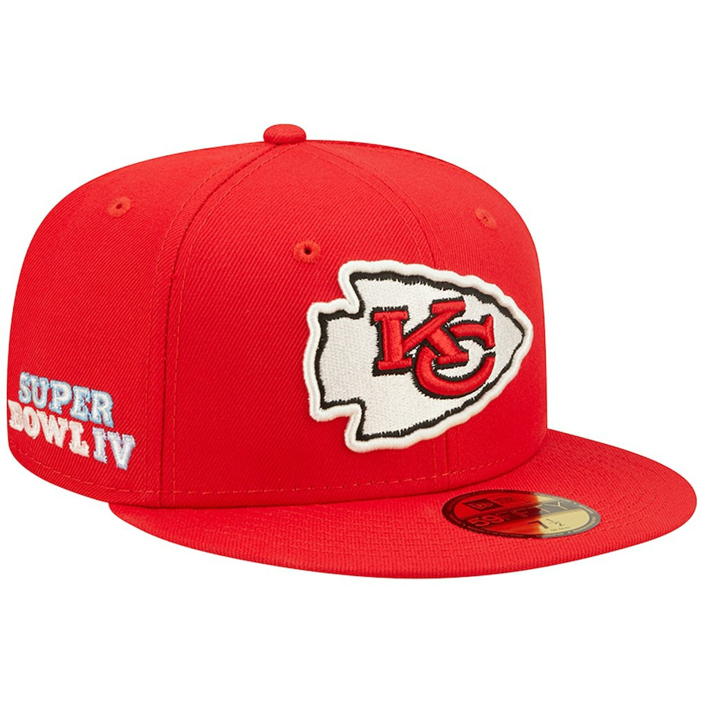 Kansas City Chiefs New Era Super Bowl IV Pop Sweat 59FIFTY Fitted Hat - Red Hats