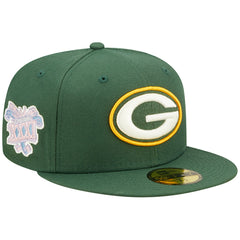 Green Bay Packers New Era Super Bowl XXXI Purple Pop Sweat 59FIFTY Fitted Hat - Green Hats