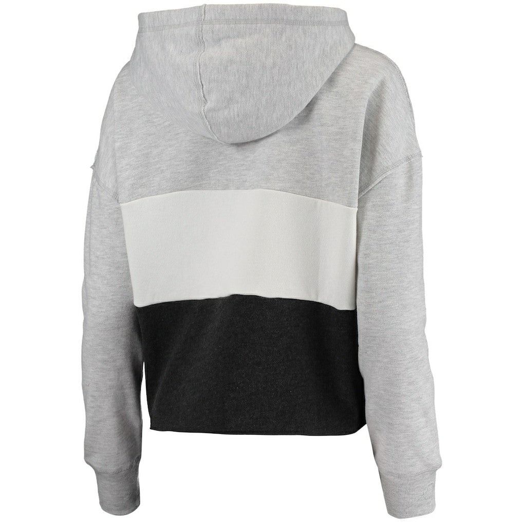 Brooklyn Nets '47 Women's Lizzy Cutoff Pullover Hoodie Heathered Gray/Heathered Black - 47 brand