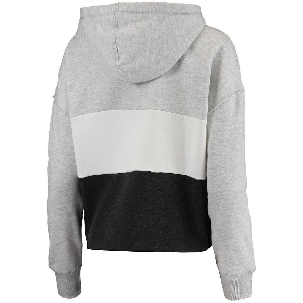 Brooklyn Nets '47 Women's Lizzy Cutoff Pullover Hoodie Heathered Gray/Heathered Black - 47 brand