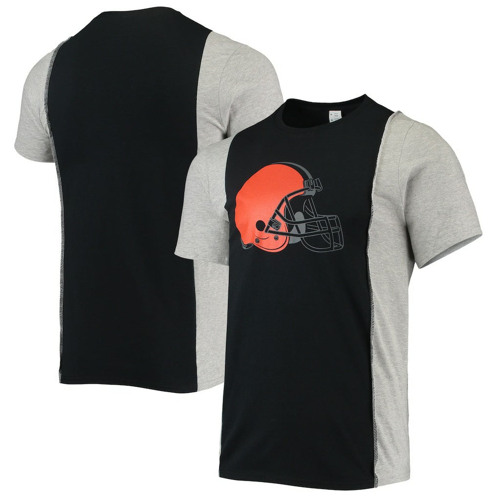 Cleveland Browns Refried Apparel Sustainable Split T-Shirt - Black/Heathered Gray T-shirts