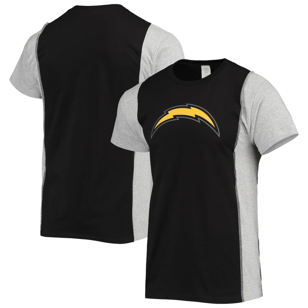 Los Angeles Chargers Refried Apparel Sustainable Split T-Shirt - Black/Heathered Gray T-shirts