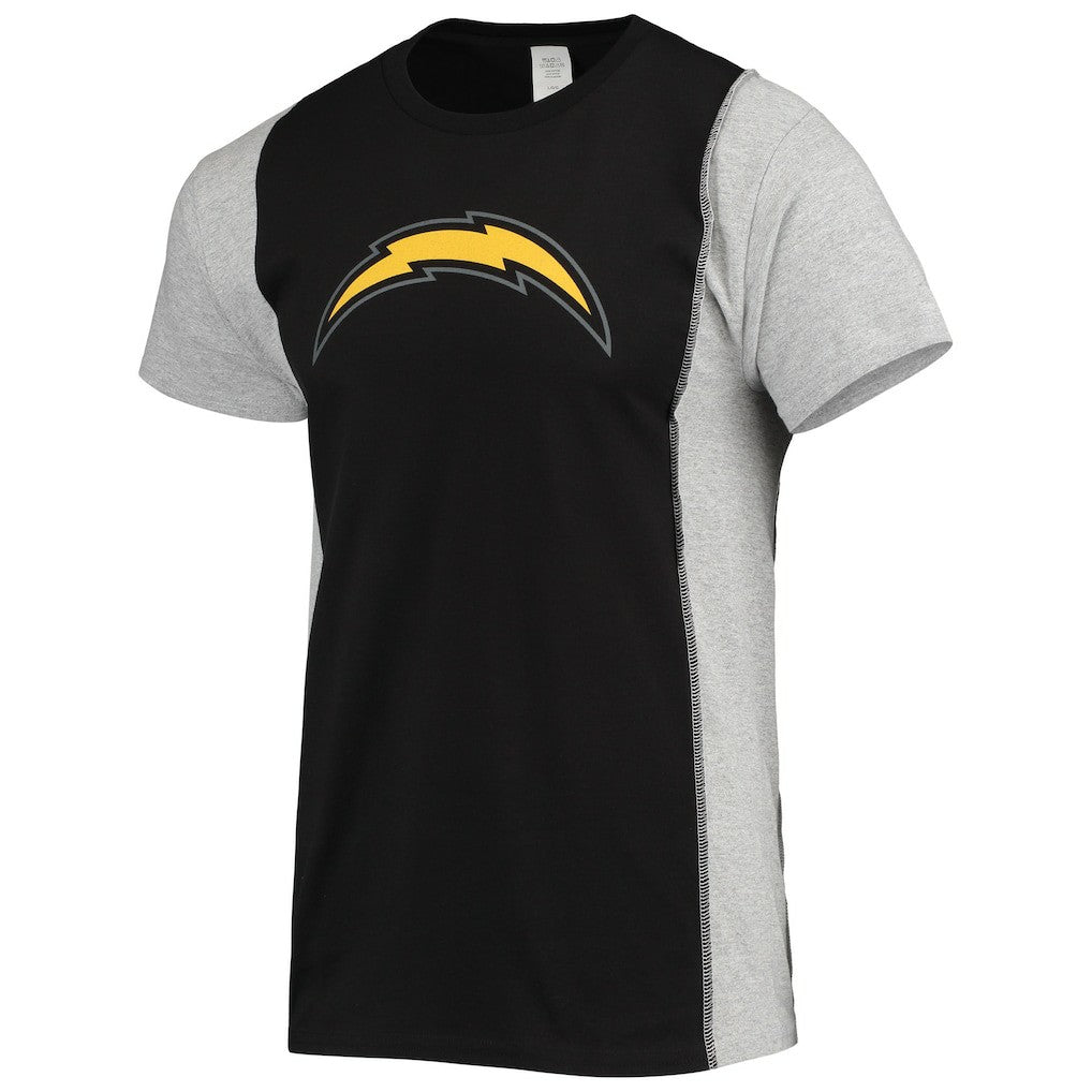 Los Angeles Chargers Refried Apparel Sustainable Split T-Shirt - Black/Heathered Gray T-shirts