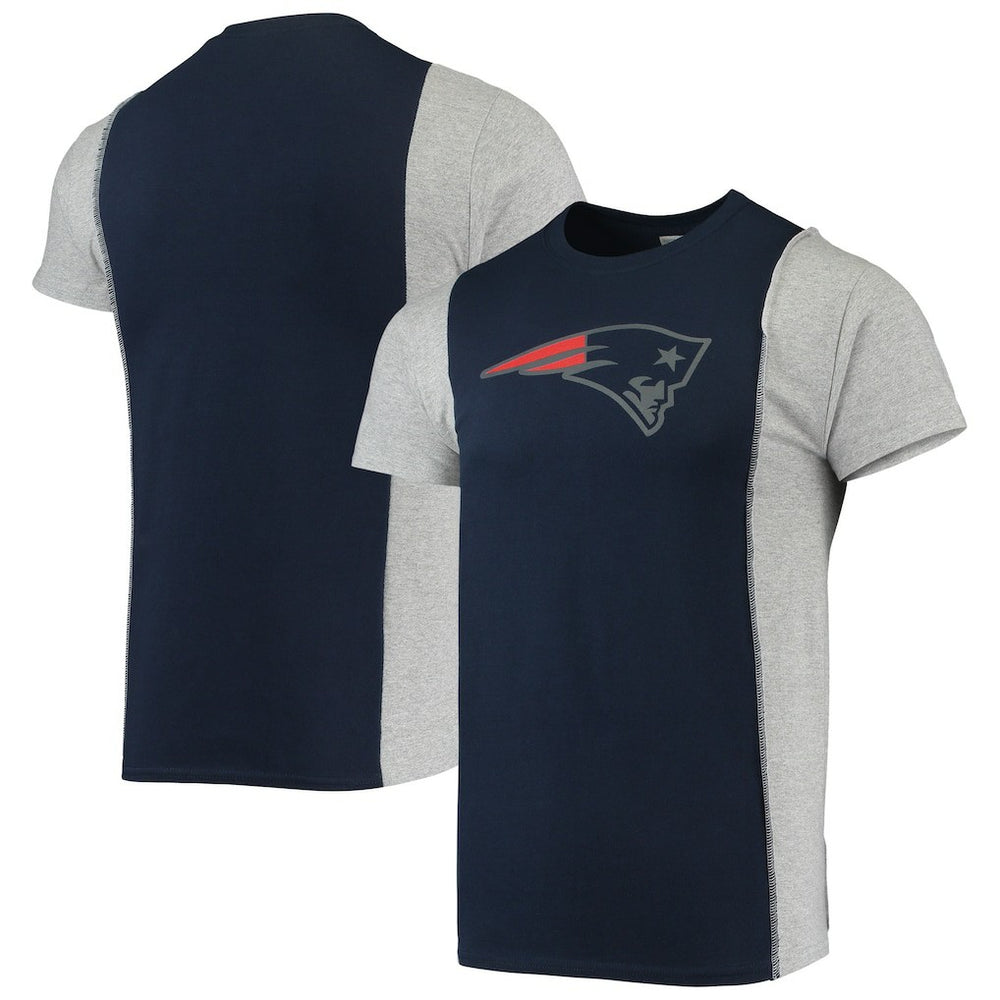 New England Patriots Refried Apparel Sustainable Split T-Shirt - Navy/Heathered Gray T-shirts