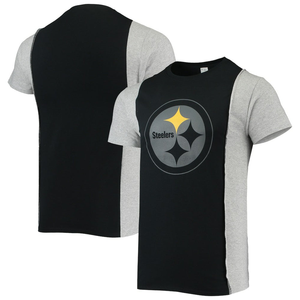 Pittsburgh Steelers Refried Apparel Sustainable Split T-Shirt - Black/Heathered Gray T-shirts