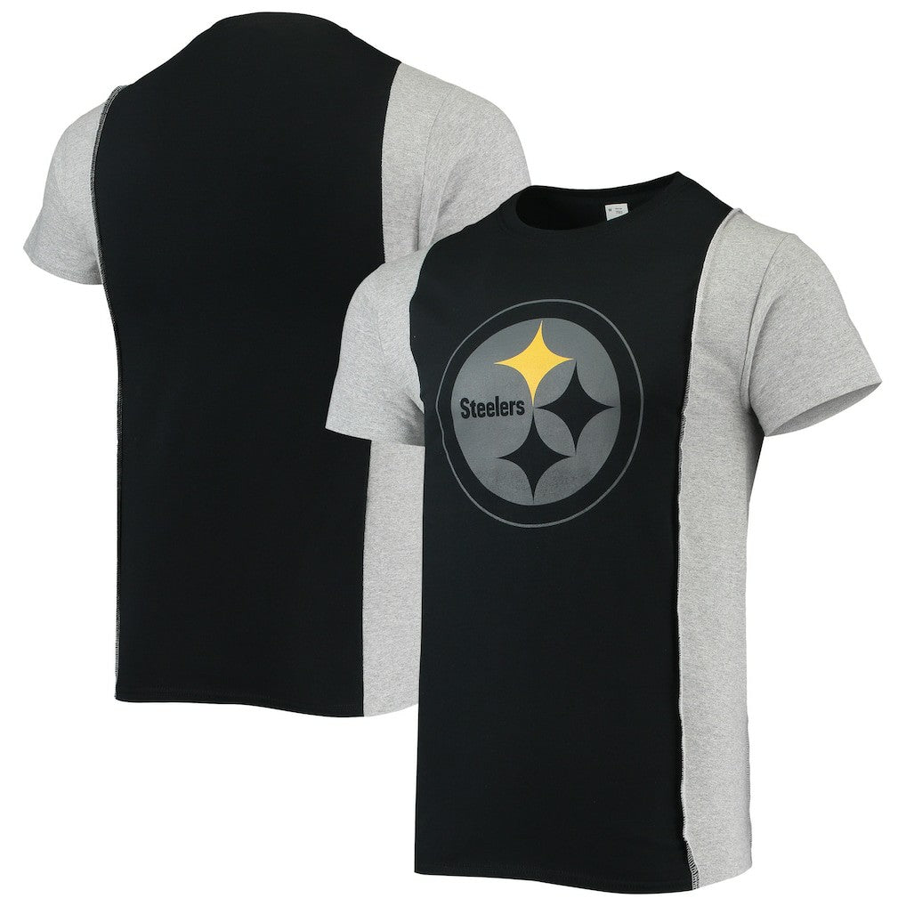 Pittsburgh Steelers Refried Apparel Sustainable Split T-Shirt - Black/Heathered Gray T-shirts