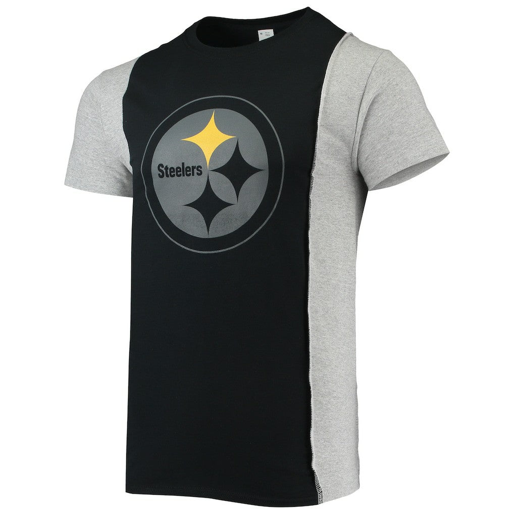 Pittsburgh Steelers Refried Apparel Sustainable Split T-Shirt - Black/Heathered Gray T-shirts