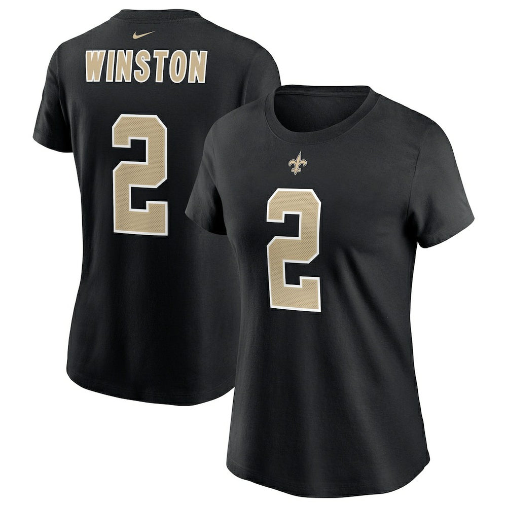 Jameis Winston New Orleans Saints Women's Name & Number T-Shirt - Black T-shirts