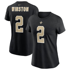 Jameis Winston New Orleans Saints Women's Name & Number T-Shirt - Black T-shirts
