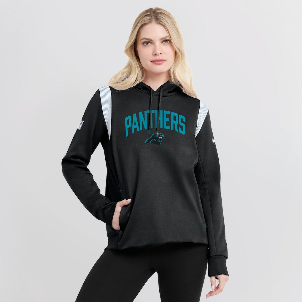 Carolina Panthers Women's Sideline Stack Performance Pullover Hoodie - Black Hoodies