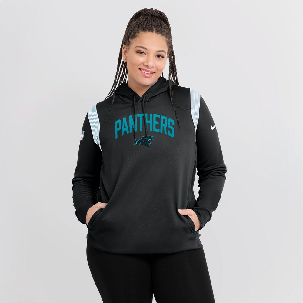 Carolina Panthers Women's Sideline Stack Performance Pullover Hoodie - Black Hoodies
