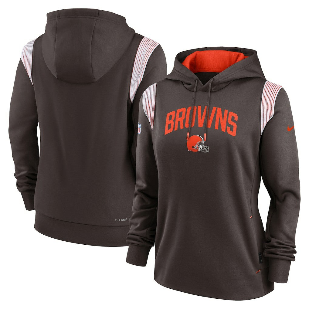 Cleveland Browns Women's Sideline Stack Performance Pullover Hoodie - Brown Hoodies