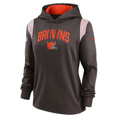 Cleveland Browns Women's Sideline Stack Performance Pullover Hoodie - Brown Hoodies