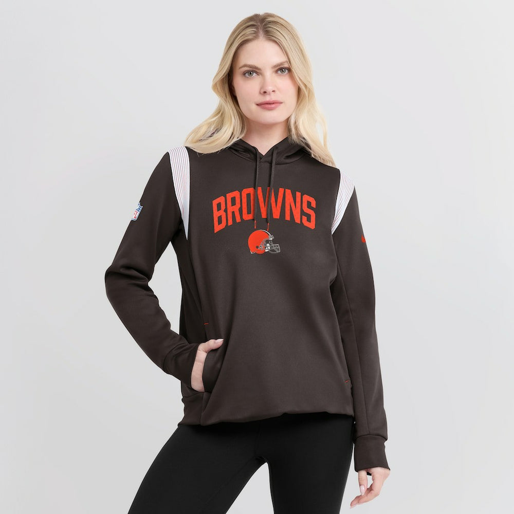 Cleveland Browns Women's Sideline Stack Performance Pullover Hoodie - Brown Hoodies