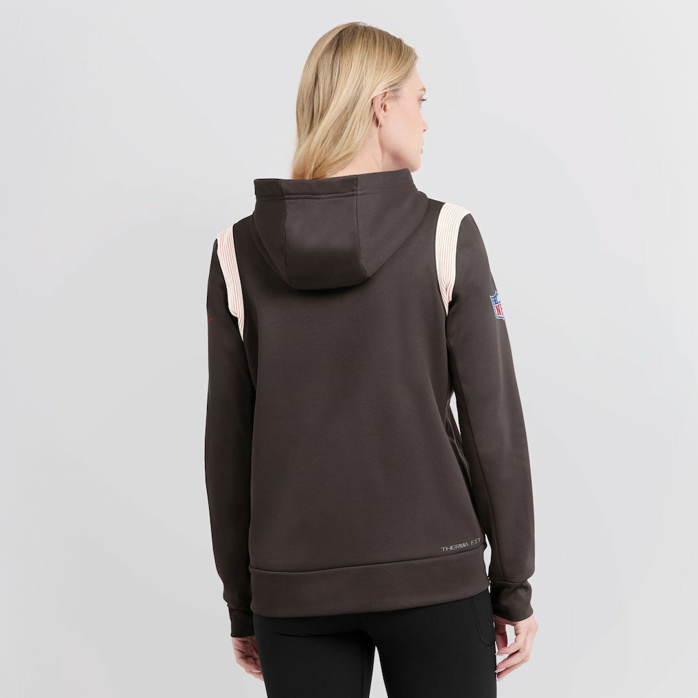 Cleveland Browns Women's Sideline Stack Performance Pullover Hoodie - Brown Hoodies