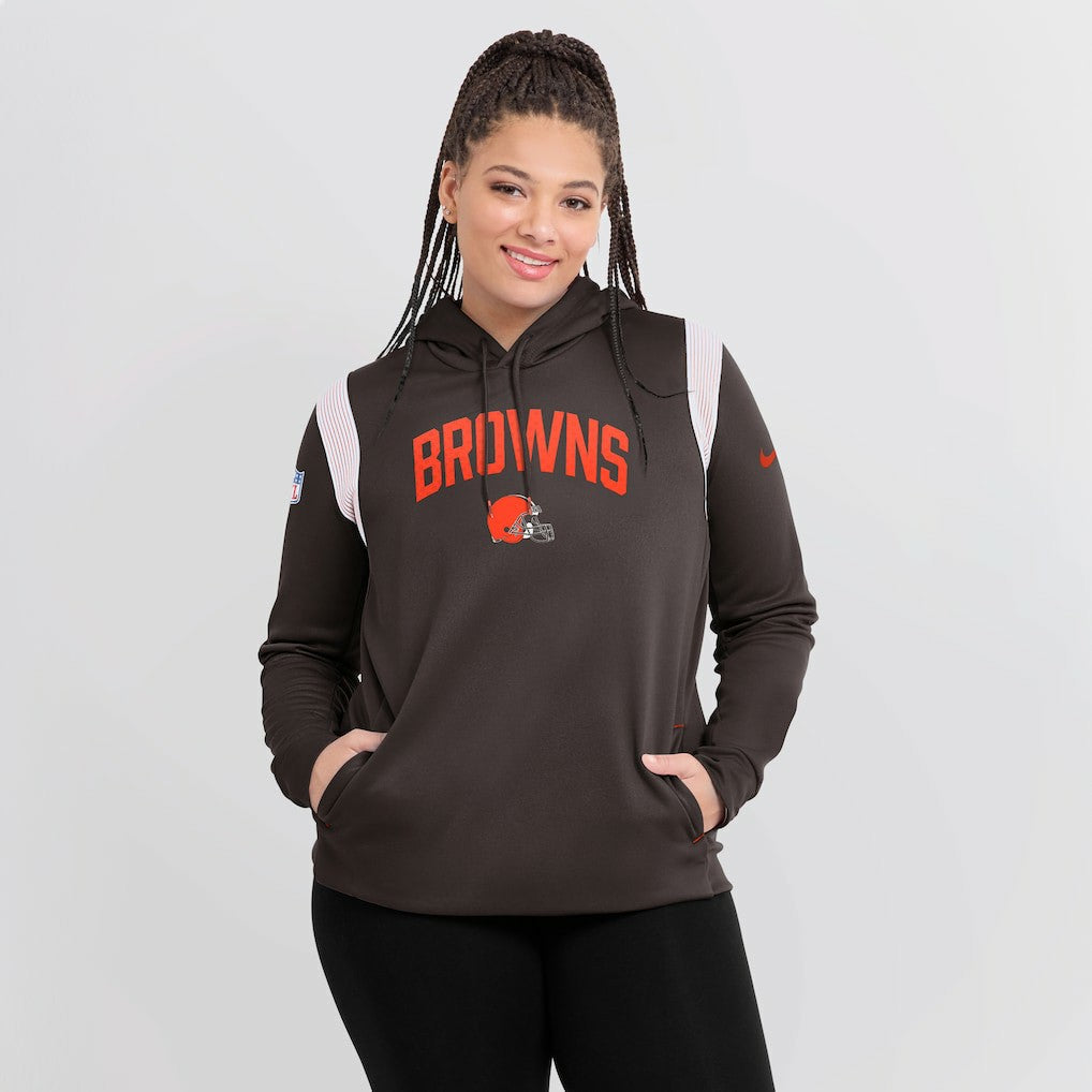 Cleveland Browns Women's Sideline Stack Performance Pullover Hoodie - Brown Hoodies