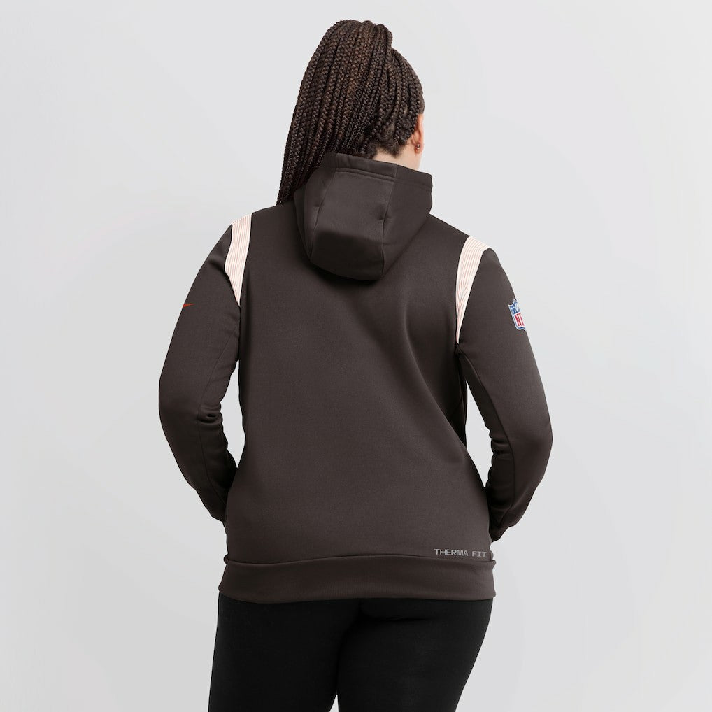 Cleveland Browns Women's Sideline Stack Performance Pullover Hoodie - Brown Hoodies