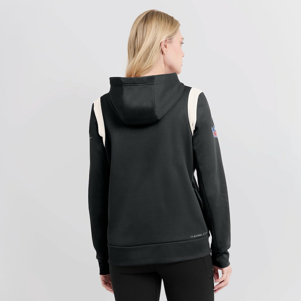 New Orleans Saints Women's Sideline Stack Performance Pullover Hoodie - Black Hoodies