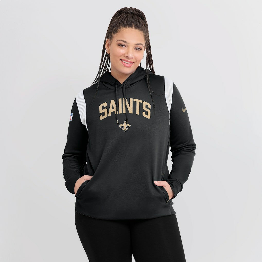New Orleans Saints Women's Sideline Stack Performance Pullover Hoodie - Black Hoodies