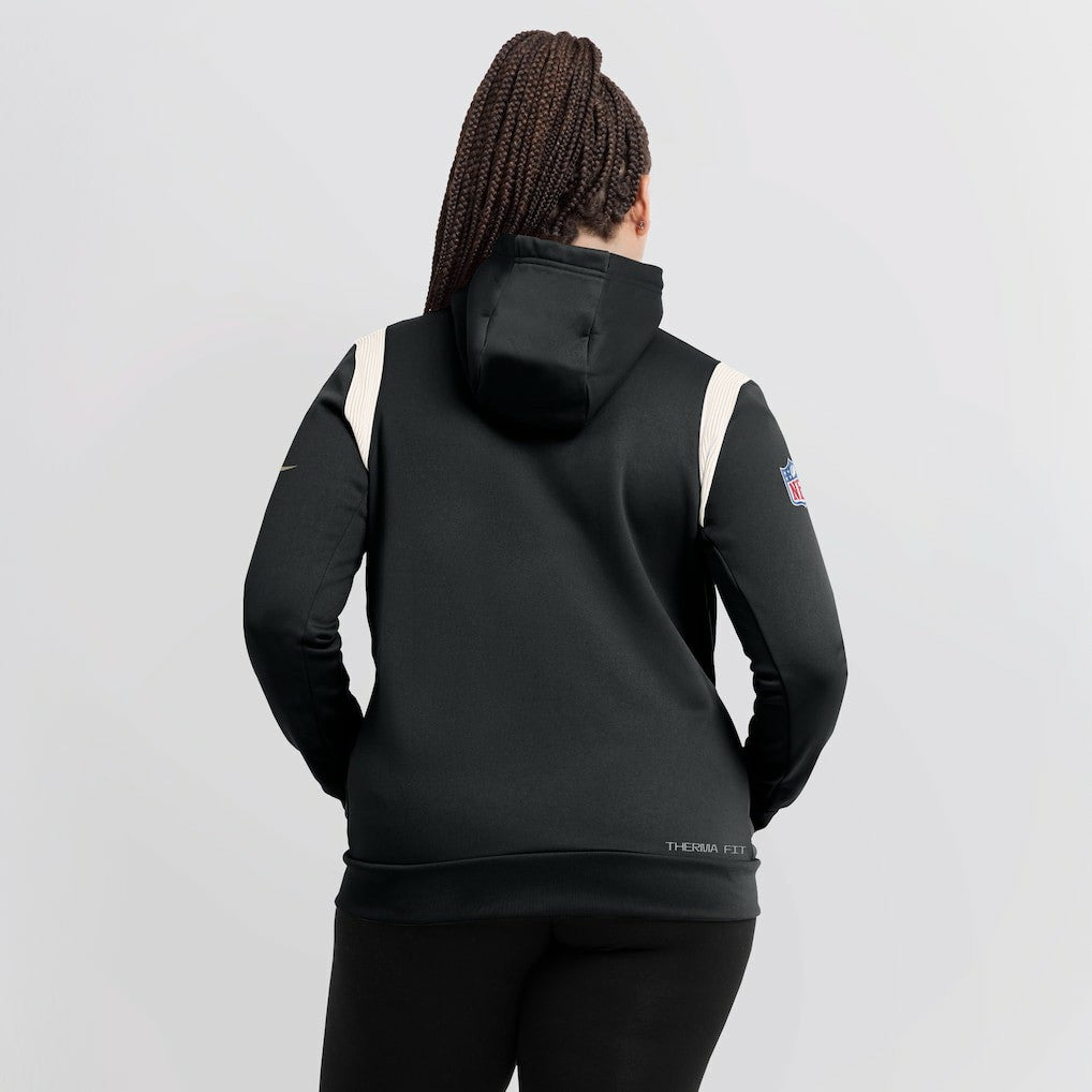 New Orleans Saints Women's Sideline Stack Performance Pullover Hoodie - Black Hoodies