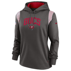 Tampa Bay Buccaneers Women's Sideline Stack Performance Pullover Hoodie - Pewter Hoodies