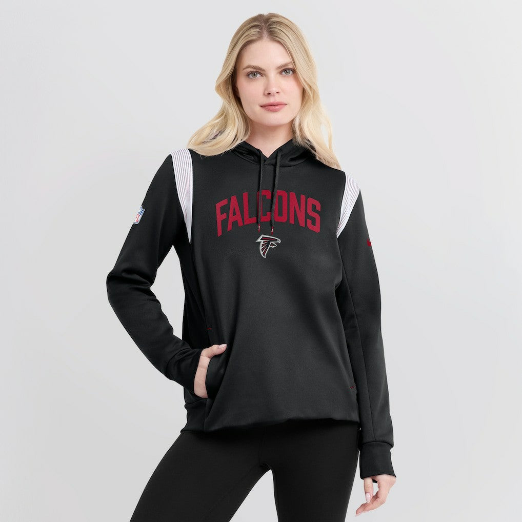 Atlanta Falcons Women's Sideline Stack Performance Pullover Hoodie - Black Hoodies