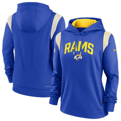 Los Angeles Rams Women's Sideline Stack Performance Pullover Hoodie - Royal Hoodies