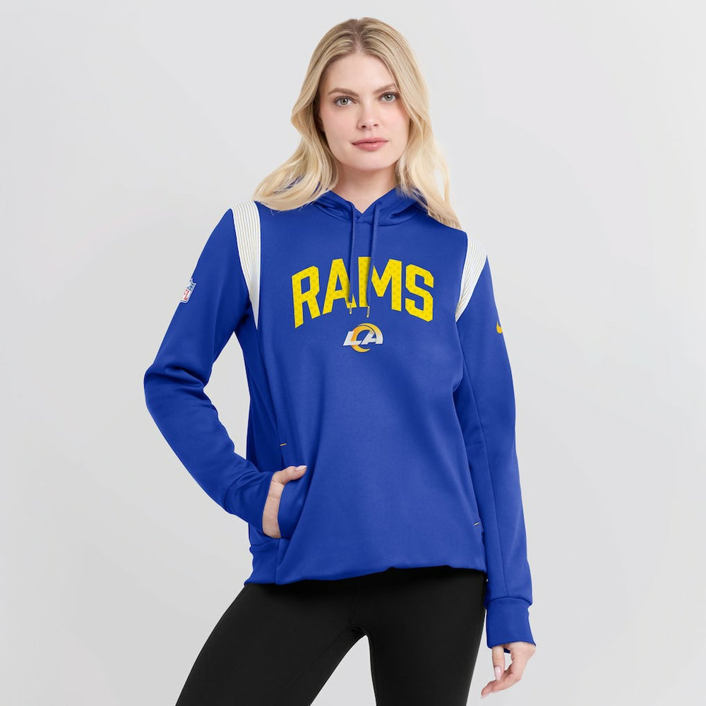 Los Angeles Rams Women's Sideline Stack Performance Pullover Hoodie - Royal Hoodies