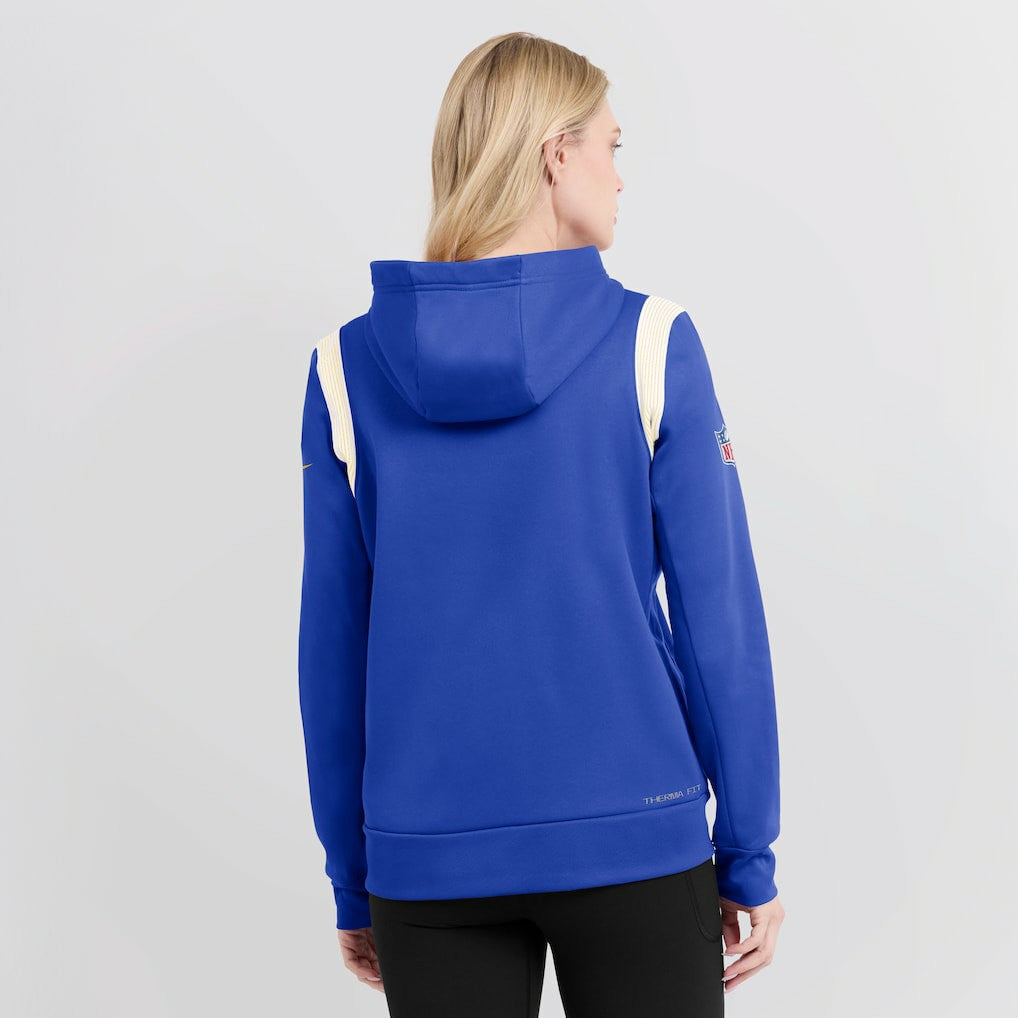 Los Angeles Rams Women's Sideline Stack Performance Pullover Hoodie - Royal Hoodies