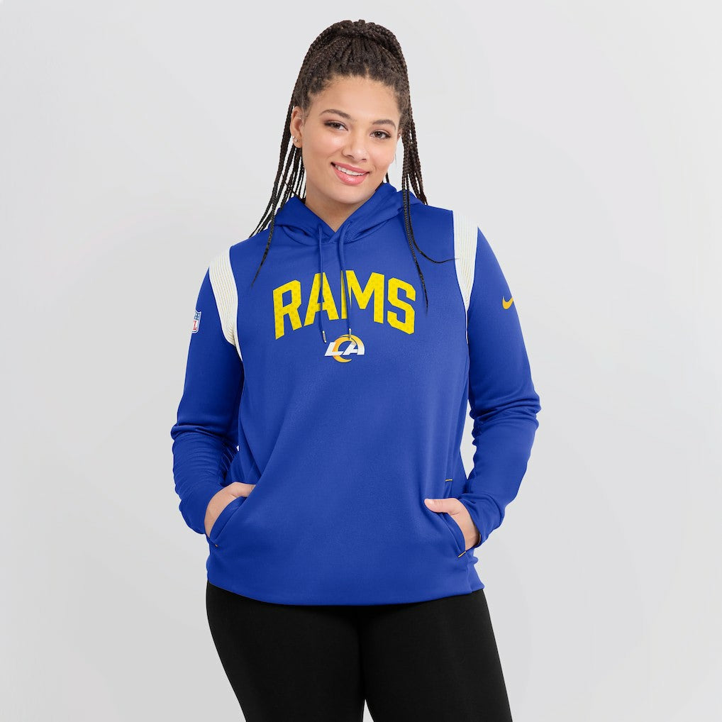 Los Angeles Rams Women's Sideline Stack Performance Pullover Hoodie - Royal Hoodies