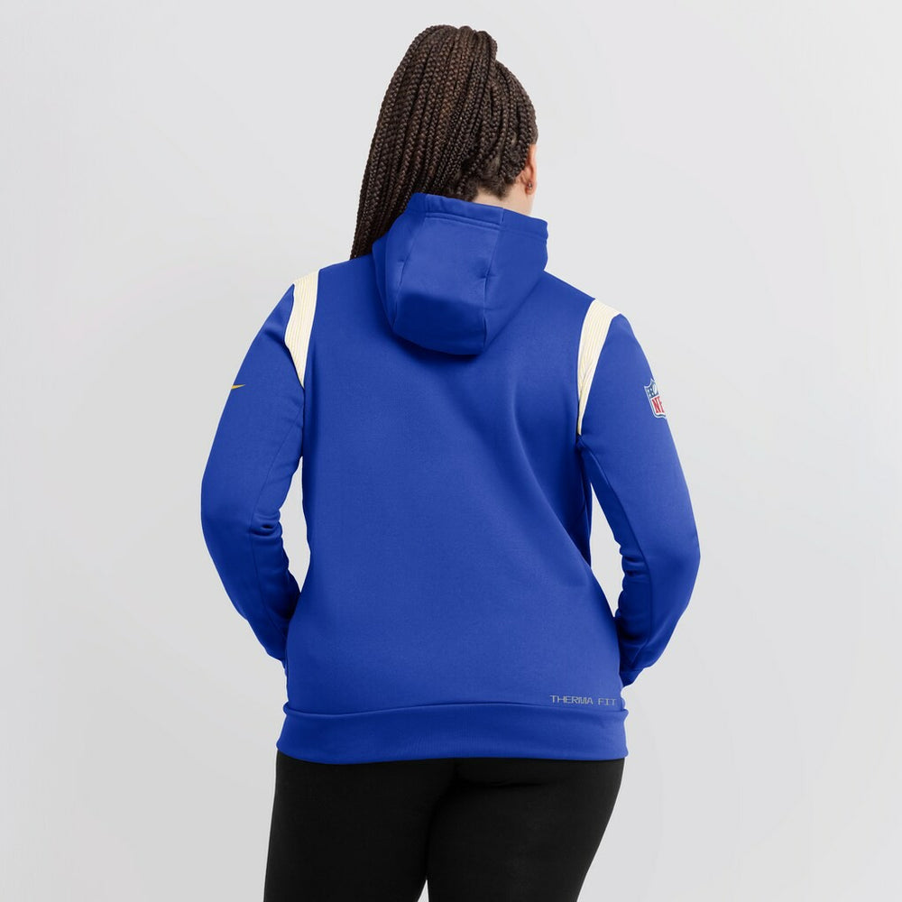 Los Angeles Rams Women's Sideline Stack Performance Pullover Hoodie - Royal Hoodies