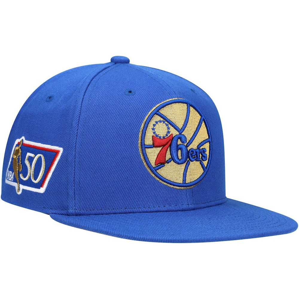 Philadelphia 76ers 50th Anniversary Snapback Hat Royal - Mitchell & Ness