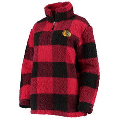 Chicago Blackhawks G-III 4Her by Carl Banks Women's Plaid Sherpa Quarter-Zip Jacket - Red/Black | US 4494520