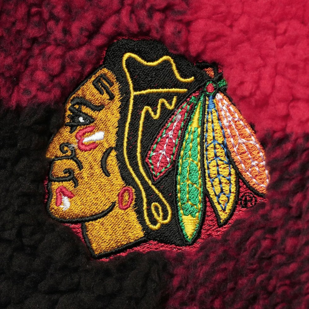 Chicago Blackhawks G-III 4Her by Carl Banks Women's Plaid Sherpa Quarter-Zip Jacket - Red/Black | US 4494520