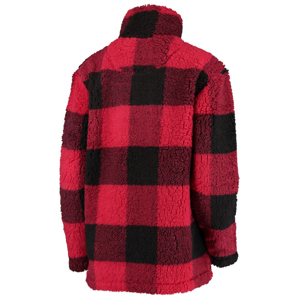 Chicago Blackhawks G-III 4Her by Carl Banks Women's Plaid Sherpa Quarter-Zip Jacket - Red/Black | US 4494520
