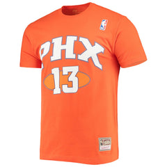 Steve Nash Phoenix Suns Hardwood Classics Stitch Name & Number T-Shirt Orange - Mitchell & Ness