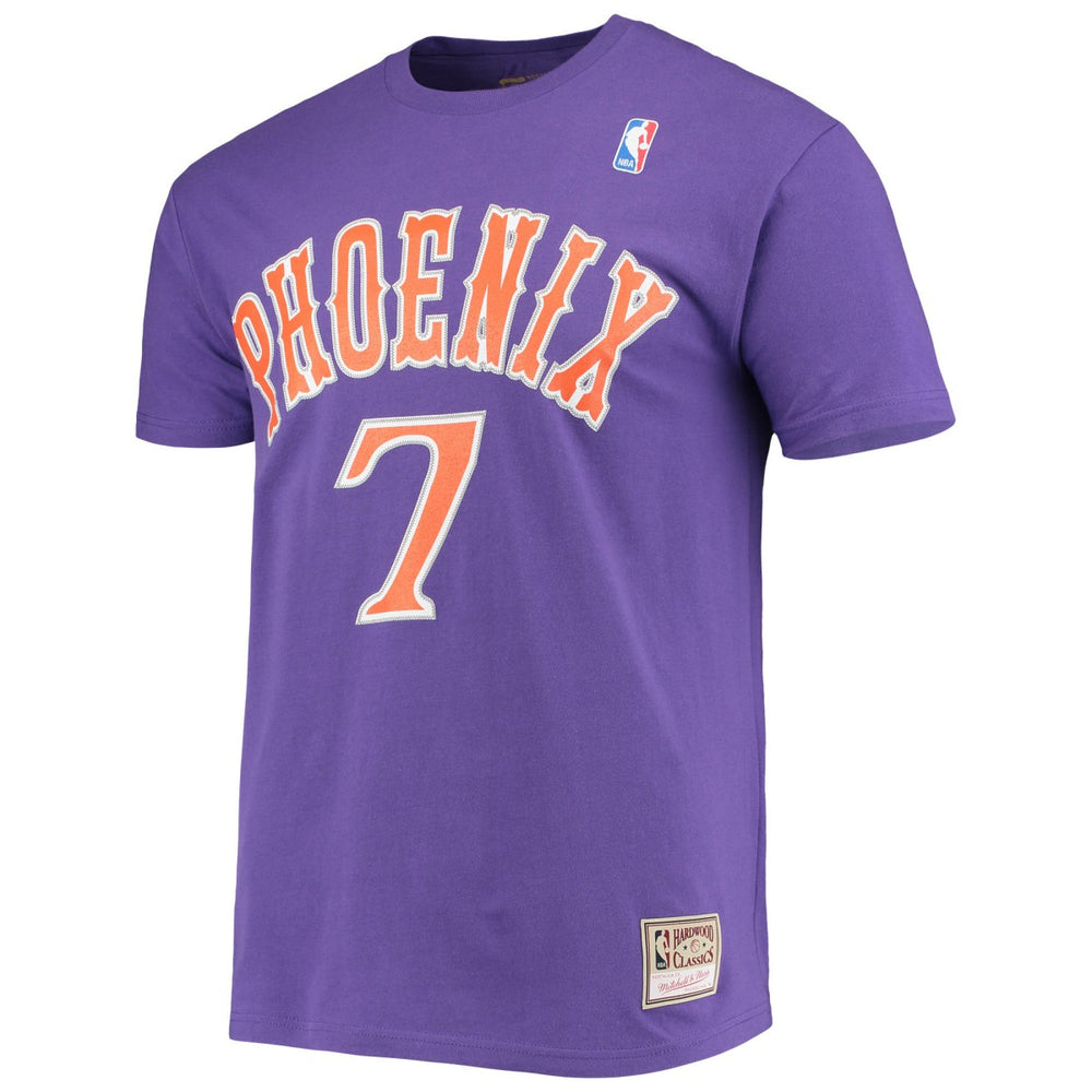Kevin Johnson Phoenix Suns Hardwood Classics Stitch Name & Number T-Shirt Purple - Mitchell & Ness