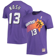 Steve Nash Phoenix Suns Hardwood Classics Stitch Name & Number T-Shirt Purple - Mitchell & Ness