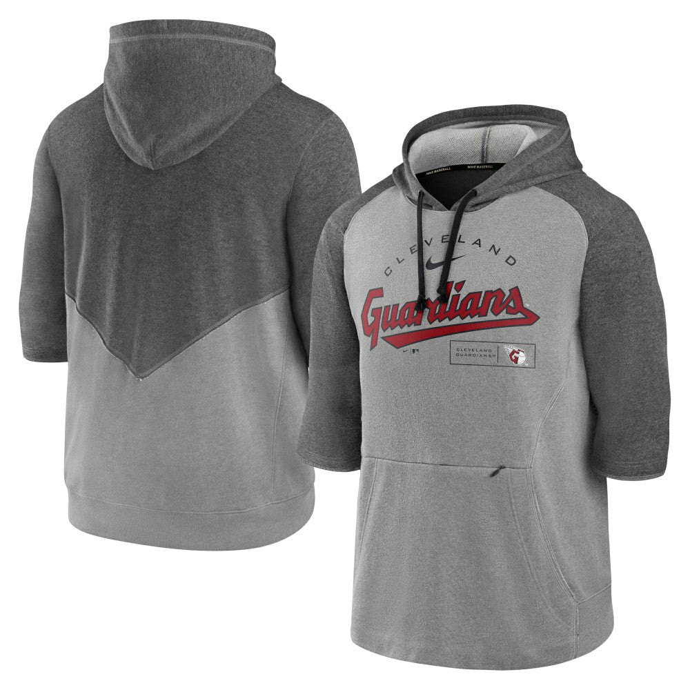 Cleveland Guardians Nike Team Modern Arch 3/4 Sleeve Pullover Hoodie - Heathered Charcoal/Heathered Gray Hoodies