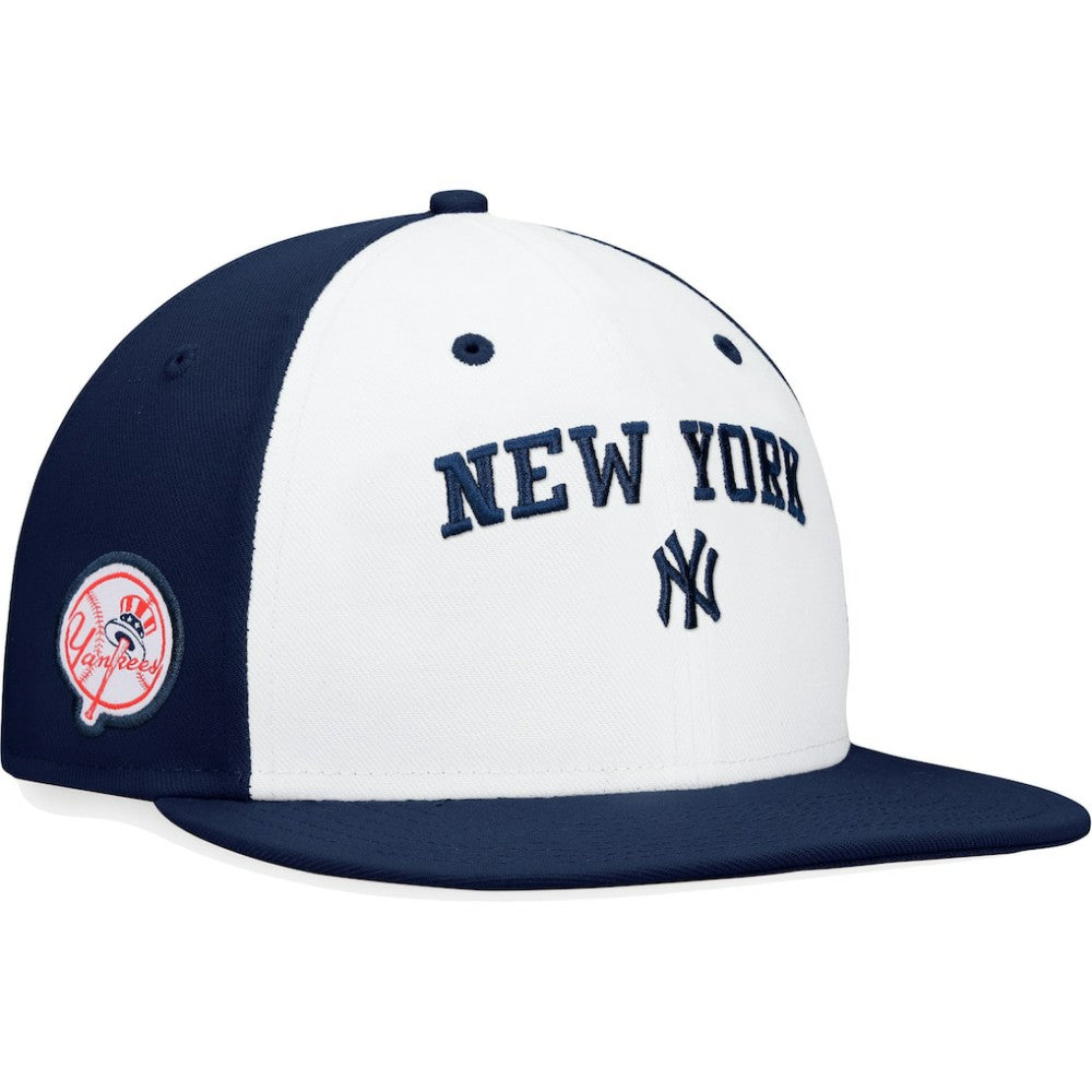 New York Yankees Fanatics Iconic Color Blocked Fitted Hat - White/Navy Hats