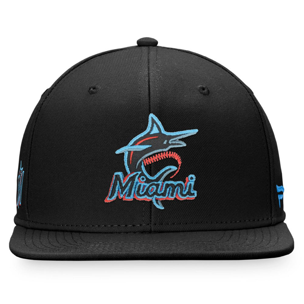 Miami Marlins Fanatics Iconic Team Patch Fitted Hat - Black Hats